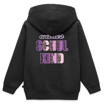 Wildes Schulkind Einschulung Leopard - Kinder Premium Organic Zip Hoodie - Schwarz - Hinten - AI Model Kid Male (0cm)