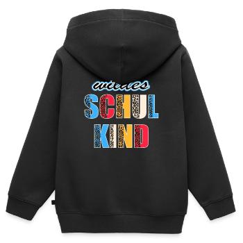 Wildes Schulkind Einschulung Leopard - Kinder Premium Organic Zip Hoodie - Schwarz - Hinten - AI Model Kid Male (0cm)