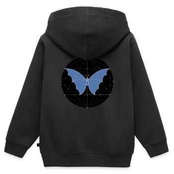 Géométrie sacrée papillon - Sweat Premium à capuche zippé enfant bio - noir - Dos - AI Model Kid Male (0cm)