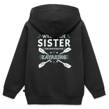 Will Trade Sister For Whitewater Kayaking - Kids Premium Organic Zip-up Hoodie - black - Back - AI Model Kid Male (0cm)