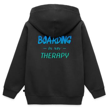 boarding is my therapy - Kinder Premium Organic Zip Hoodie - Schwarz - Hinten - AI Model Kid Male (0cm)