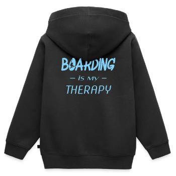 boarding is my therapy - Kinder Premium Organic Zip Hoodie - Schwarz - Hinten - AI Model Kid Male (0cm)