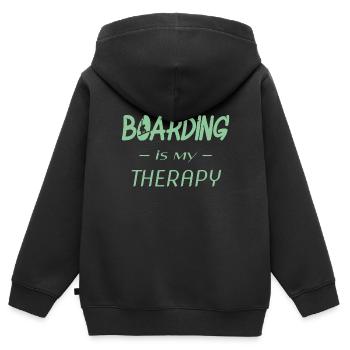 boarding is my therapy - Kinder Premium Organic Zip Hoodie - Schwarz - Hinten - AI Model Kid Male (0cm)