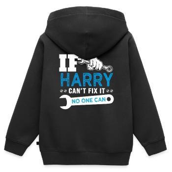 Wenn Harry es nicht reparieren kann, lustiges T-Shirt kann es nicht reparieren - Kinder Premium Organic Zip Hoodie - Schwarz - Hinten - AI Model Kid Male (0cm)