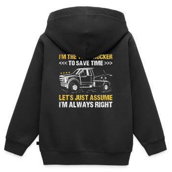 I'm The Tow Trucker I'm Always Right Tow Truck - Kinder Premium Organic Zip Hoodie - Schwarz - Hinten - AI Model Kid Male (0cm)