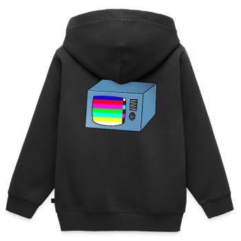 TV Fernseher Fernsehen mit Störung - Kinder Premium Organic Zip Hoodie - Schwarz - Hinten - AI Model Kid Male (0cm)