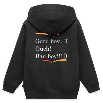 Good b... oh, bad boy!!! - Kids Premium Organic Zip-up Hoodie - black - Back - AI Model Kid Male (0cm)