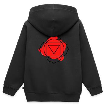 CHAKRA Muladhara - Sweat Premium à capuche zippé enfant bio - noir - Dos - AI Model Kid Male (0cm)