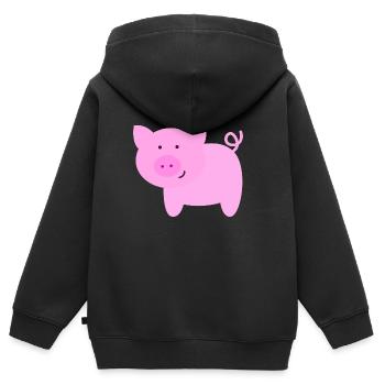 Rosa Schwein - Kinder Premium Organic Zip Hoodie - Schwarz - Hinten - AI Model Kid Male (0cm)