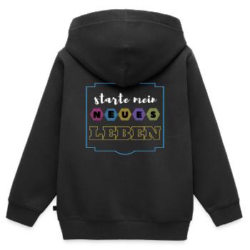 starte mein neues Leben - Kinder Premium Organic Zip Hoodie - Schwarz - Hinten - AI Model Kid Male (0cm)