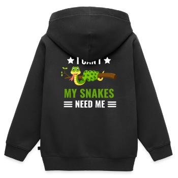 Ich kann nicht Tierliebhaber Geschenk Schlangen - Kinder Premium Organic Zip Hoodie - Schwarz - Hinten - AI Model Kid Male (0cm)