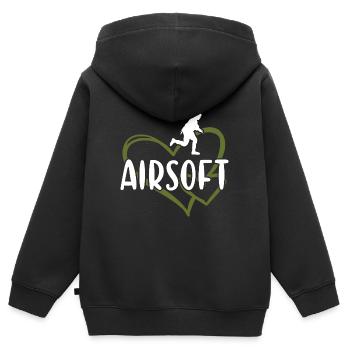 Sport Coeur Airsoft - Sweat Premium à capuche zippé enfant bio - noir - Dos - AI Model Kid Male (0cm)