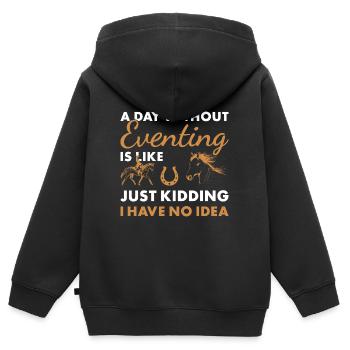 Cavalier Une journée sans concours complet - Sweat Premium à capuche zippé enfant bio - noir - Dos - AI Model Kid Male (0cm)