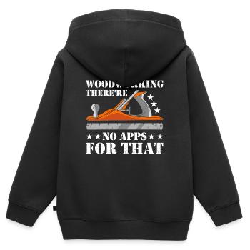 Travail du bois Il n’y a pas d’applications pour ce travail du bois - Sweat Premium à capuche zippé enfant bio - noir - Dos - AI Model Kid Male (0cm)