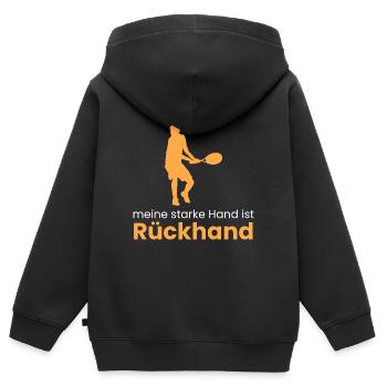 meine starke Hand: Rückhand - Kinder Premium Organic Zip Hoodie - Schwarz - Hinten - AI Model Kid Male (0cm)