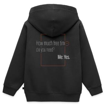 Wie viel Freizeit? - Kinder Premium Organic Zip Hoodie - Schwarz - Hinten - AI Model Kid Male (0cm)
