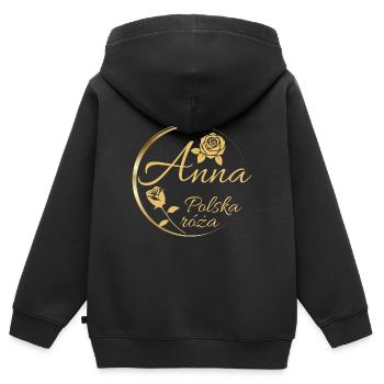 Anna-Rosen-polnische Rose - Kinder Premium Organic Zip Hoodie - Schwarz - Hinten - AI Model Kid Male (0cm)