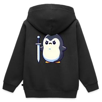 Tiny Penguin Warrior - Kids Premium Organic Zip-up Hoodie - black - Back - AI Model Kid Male (0cm)