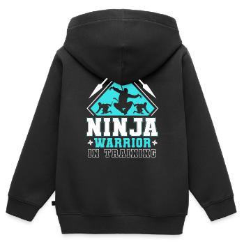 Ninja-Krieger im Training - Ninja-Krieger-Geschenk - Kinder Premium Organic Zip Hoodie - Schwarz - Hinten - AI Model Kid Male (0cm)