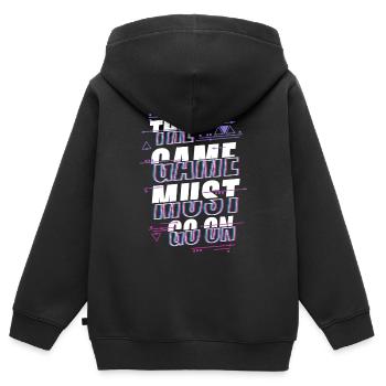 The Game Must Go On - Gamer Video Game Gaming - Kids Premium Organic Zip-up Hoodie - black - Back - AI Model Kid Male (0cm)