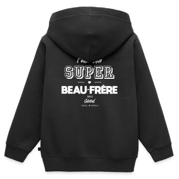 L authentique super beau frère génial - Sweat Premium à capuche zippé enfant bio - noir - Dos - AI Model Kid Male (0cm)