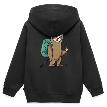 Fauler Wanderer Faultier Wandern - Kinder Premium Organic Zip Hoodie - Schwarz - Hinten - AI Model Kid Male (0cm)