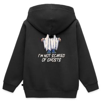 Ich habe keine Angst vor Gespenstern - Kinder Premium Organic Zip Hoodie - Schwarz - Hinten - AI Model Kid Male (0cm)