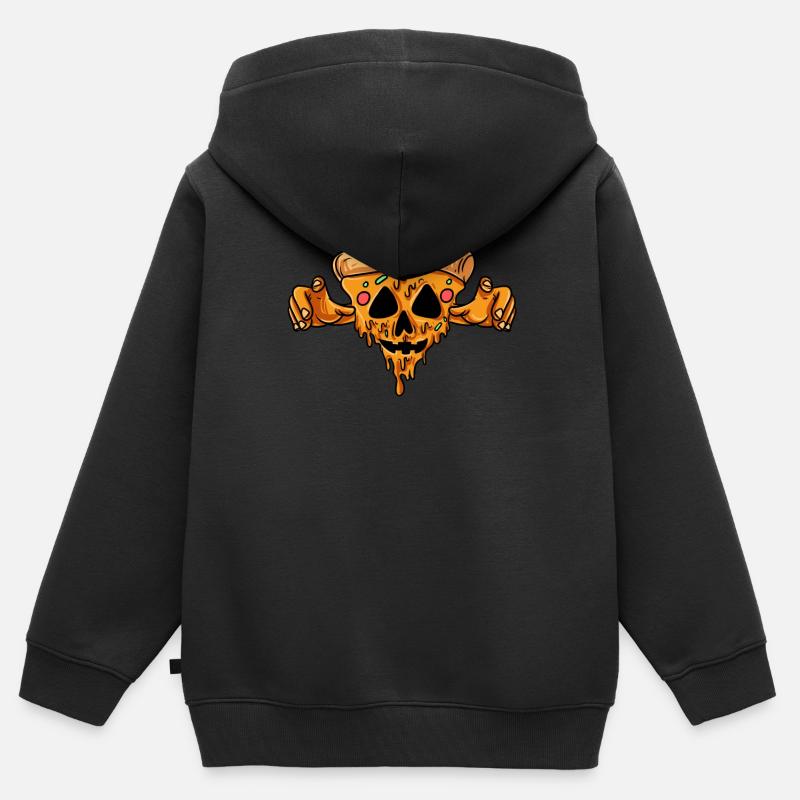 Tranche de pizza - Sweat Premium à capuche zippé enfant bio - noir