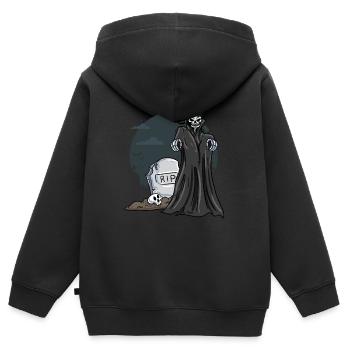 Pierre tombale du cimetière des squelettes - Sweat Premium à capuche zippé enfant bio - noir - Dos - AI Model Kid Male (0cm)