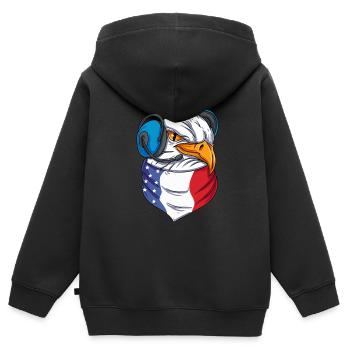 US Adlerkopf - Kinder Premium Organic Zip Hoodie - Schwarz - Hinten - AI Model Kid Male (0cm)