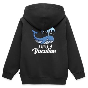 Blauwal - Kinder Premium Organic Zip Hoodie - Schwarz - Hinten - AI Model Kid Male (0cm)