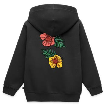 Fleurs tropicales - Sweat Premium à capuche zippé enfant bio - noir - Dos - AI Model Kid Male (0cm)