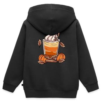 Kürbis Gewürz Latte - Kinder Premium Organic Zip Hoodie - Schwarz - Hinten - AI Model Kid Male (0cm)