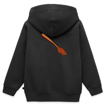 Cuillère en bois - Sweat Premium à capuche zippé enfant bio - noir - Dos - AI Model Kid Male (0cm)