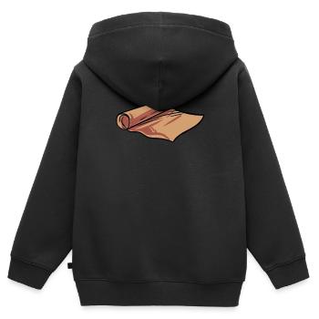 Pergamentpapier - Kinder Premium Organic Zip Hoodie - Schwarz - Hinten - AI Model Kid Male (0cm)