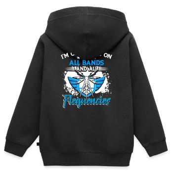 Exploitation par l’opérateur de fréquences radioamateurs - Sweat Premium à capuche zippé enfant bio - noir - Dos - AI Model Kid Male (0cm)