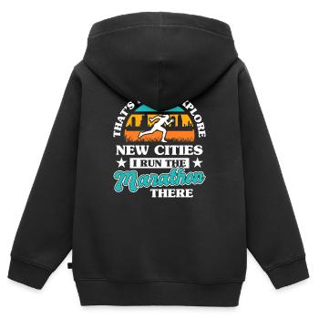 Marathon Compétition Sport Ultramarathon Battle - Sweat Premium à capuche zippé enfant bio - noir - Dos - AI Model Kid Male (0cm)