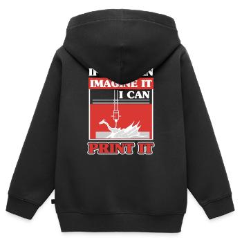 Imprimante d’impression numérique 3D Scan - Sweat Premium à capuche zippé enfant bio - noir - Dos - AI Model Kid Male (0cm)