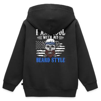 Patriotic Goatbeard Bearded Man - Kids Premium Organic Zip-up Hoodie - black - Back - AI Model Kid Male (0cm)