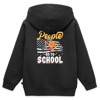Le vétéran le drapeau patriotique américain Lehrkräf - Sweat Premium à capuche zippé enfant bio - noir - Dos - AI Model Kid Male (0cm)