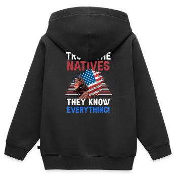 Amerikanischer Kopfschmuck Erste Amerikaner Native - Kinder Premium Organic Zip Hoodie - Schwarz - Hinten - AI Model Kid Male (0cm)