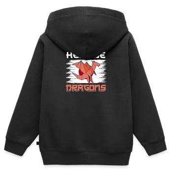 Dragon son origami de pli de papier - Sweat Premium à capuche zippé enfant bio - noir - Dos - AI Model Kid Male (0cm)