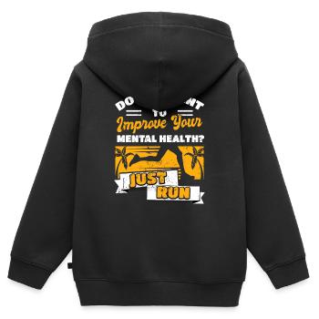 Vêtements de course à pied Jogging - Sweat Premium à capuche zippé enfant bio - noir - Dos - AI Model Kid Male (0cm)