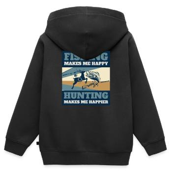 Angeln Angelrute Bogenjagd Geweih - Kinder Premium Organic Zip Hoodie - Schwarz - Hinten - AI Model Kid Male (0cm)
