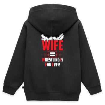 Lutteur grappling de lutte - Sweat Premium à capuche zippé enfant bio - noir - Dos - AI Model Kid Male (0cm)