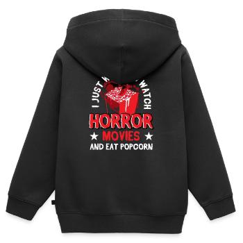 Horrorfilme Horrorfilm Liebhaber Popcorn - Kinder Premium Organic Zip Hoodie - Schwarz - Hinten - AI Model Kid Male (0cm)