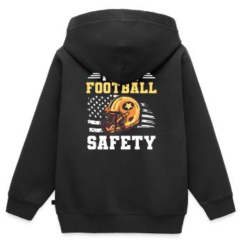 Football américain - Sweat Premium à capuche zippé enfant bio - noir - Dos - AI Model Kid Male (0cm)