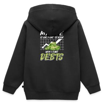 Dette Dette Financière des Américains Gel de vie - Sweat Premium à capuche zippé enfant bio - noir - Dos - AI Model Kid Male (0cm)