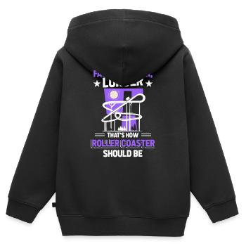 Parc Parc d’attractions Montagnes russes - Sweat Premium à capuche zippé enfant bio - noir - Dos - AI Model Kid Male (0cm)
