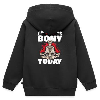 Goth Halloween osseux aujourd’hui squeletté - Sweat Premium à capuche zippé enfant bio - noir - Dos - AI Model Kid Male (0cm)
